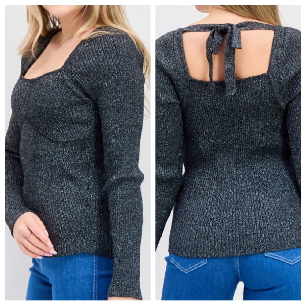 INC International Concepts Sweater Womens Large Black Ribbed Feminine Date Night